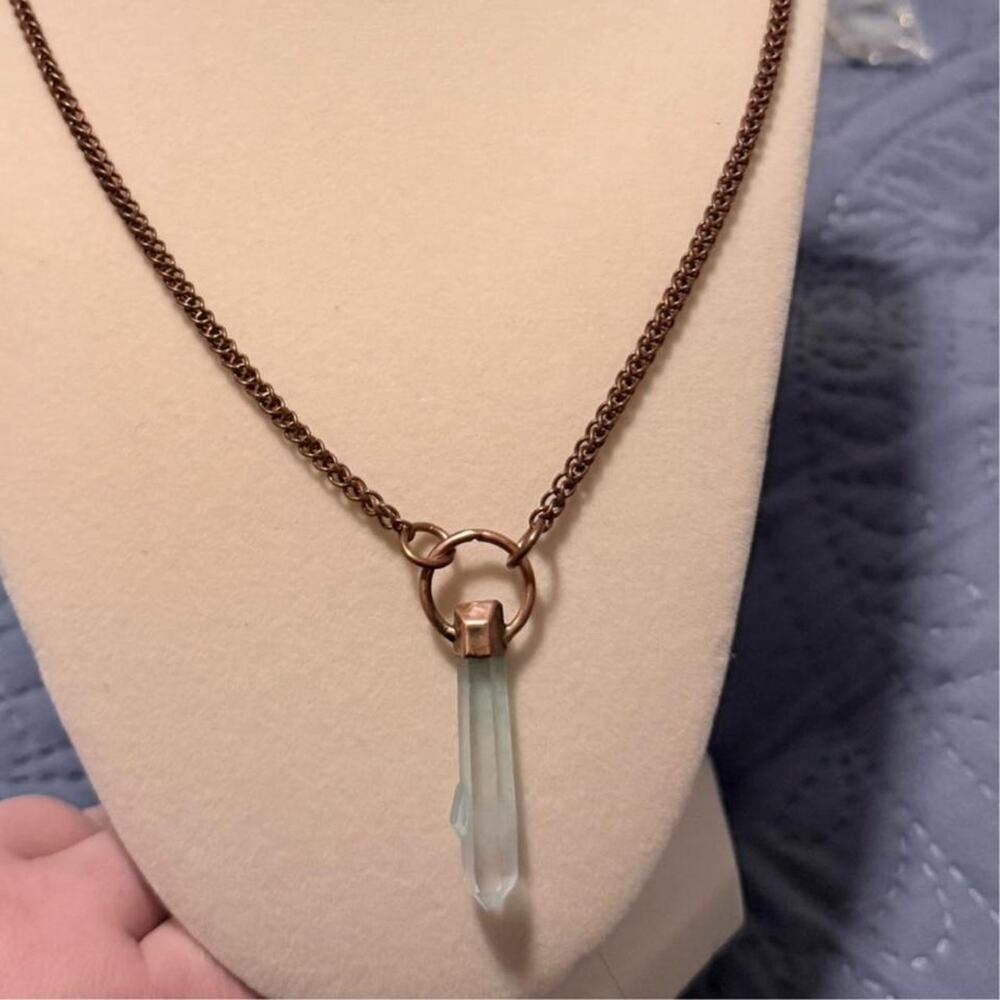 Natures Twist Pike Place Blue Crystal Point Electroformed Copper Necklace